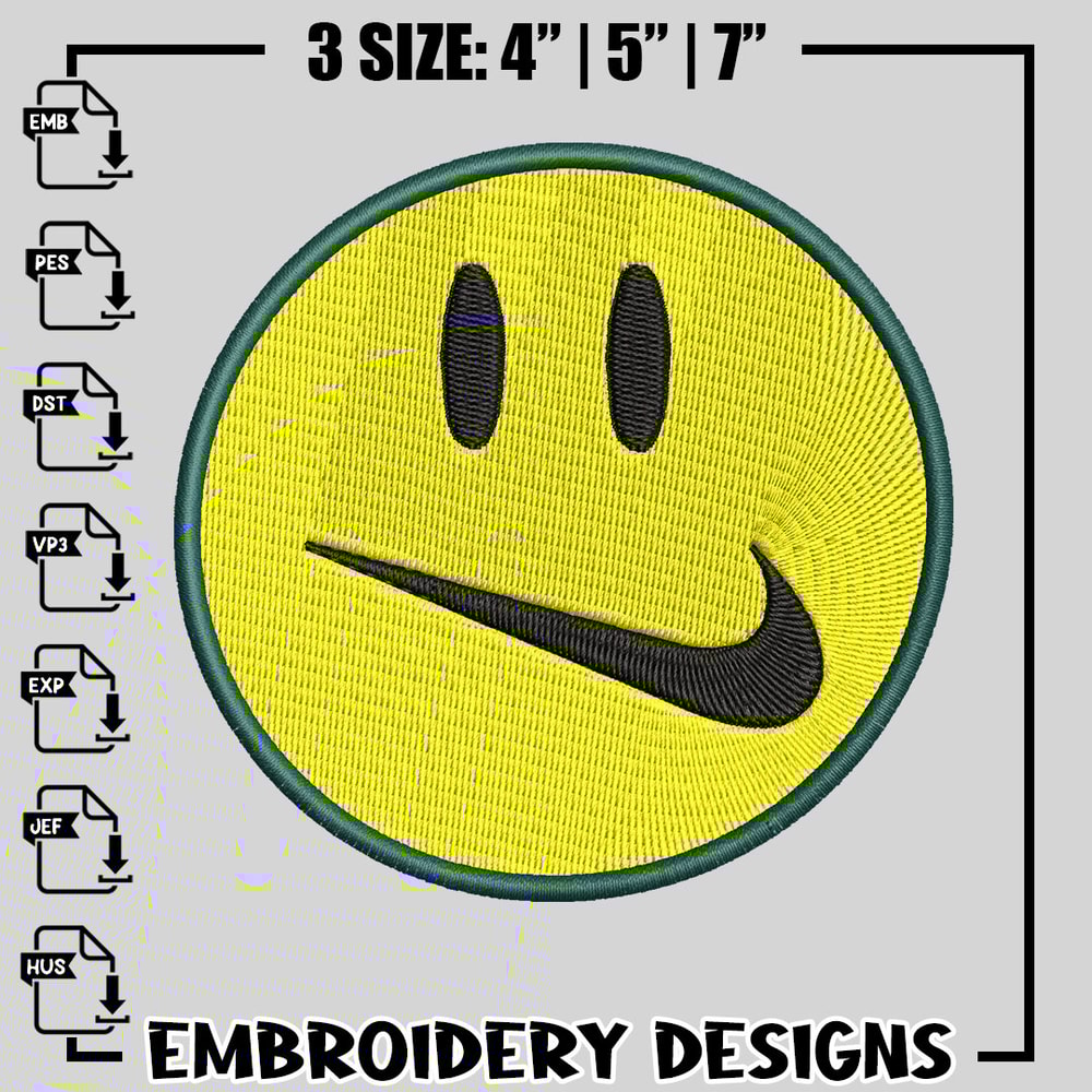 Smile Face Nike embroidery design