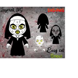 Layered SVG The Nun for Cricut, Horror Svg, Vinyl File, Ghost svg and png, Horror Movie svg Halloween