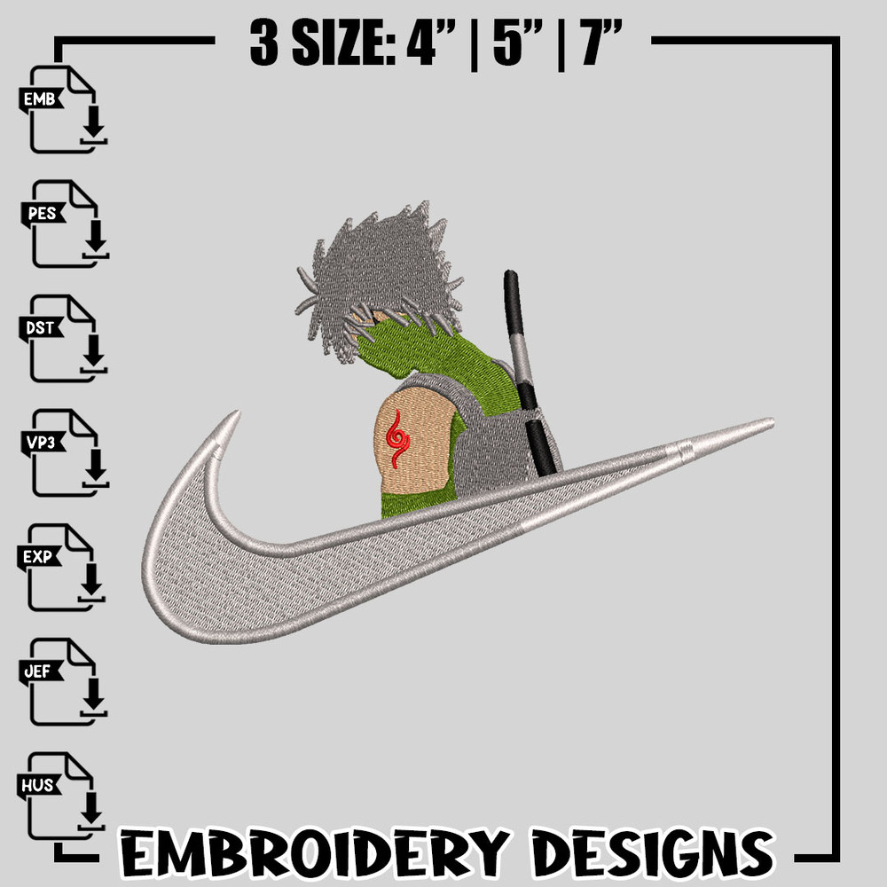 kakashi Nike embroidery design