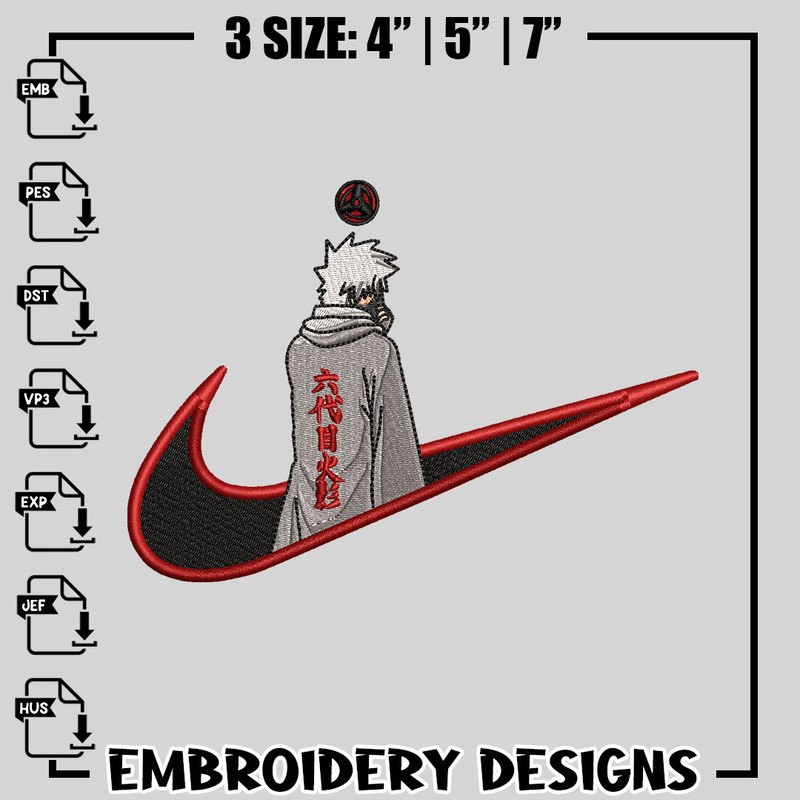Kakashi Hatake Nike embroidery design