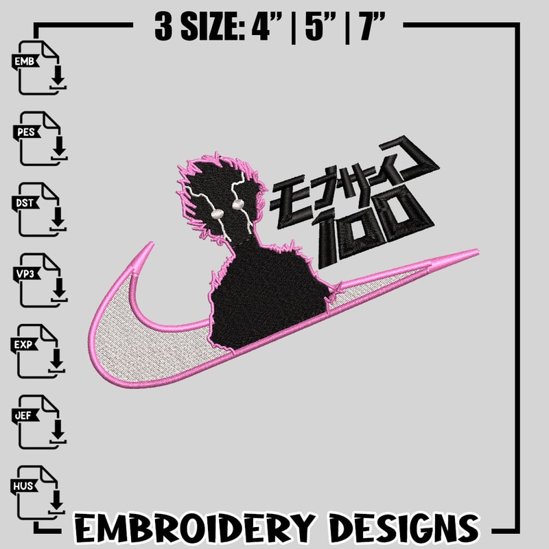 Mob Psycho Nike embroidery design