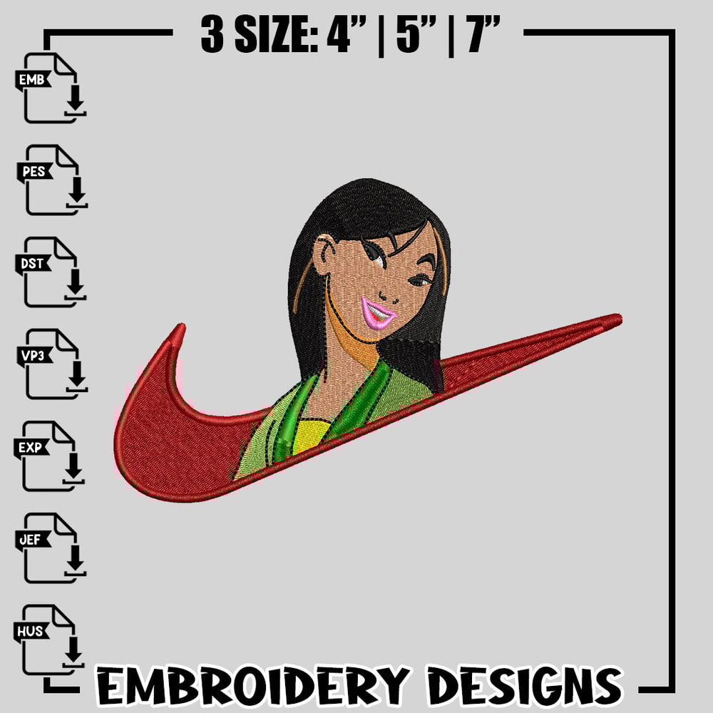 Mulan Nike embroidery design