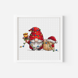 Festive Gnome Cross Stitch Pattern: Santa Hat, Bell, Gift for a Merry Christmas, Holiday Gift DIY Christmas Decor