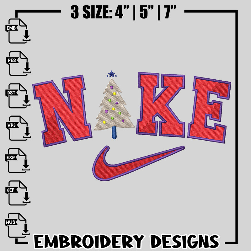 Nike pine tree embroidery design