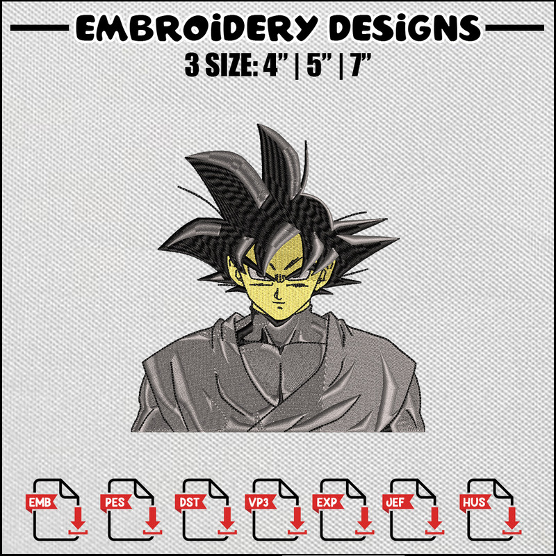 Goku black embroidery design