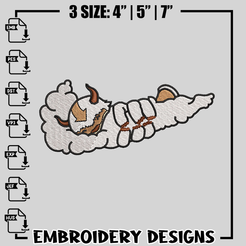 Appa Avatar Nike embroidery design