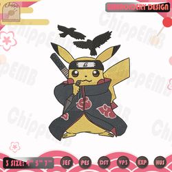 pikachu x uchiha itachi embroidery design, pokemon embroidery design, anime embroidery file, machine embroidery design
