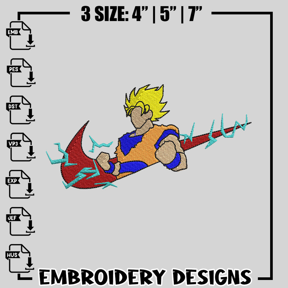 Goku Super Saiya Nike embroidery design