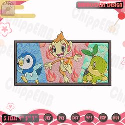 turtwig chimchar piplup embroidery design, pokemon embroidery design, anime embroidery file, machine embroidery designs