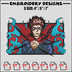itadori yuji embroidery design, jujutsu embroidery, anime design, anime embroidery, embroidery shirt, digital download