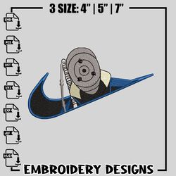 obito uchiha nike embroidery design, naruto embroidery, nike design, embroidery file, anime design, digital download.