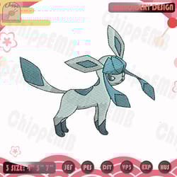 glaceon embroidery design, pokemon embroidery design, anime embroidery file, machine embroidery design, instant download