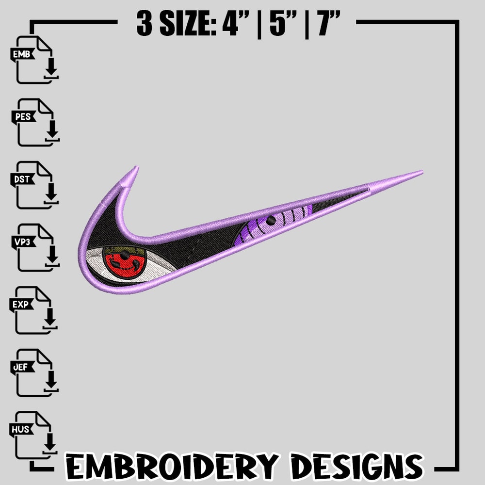 Sharingan Nike embroidery design