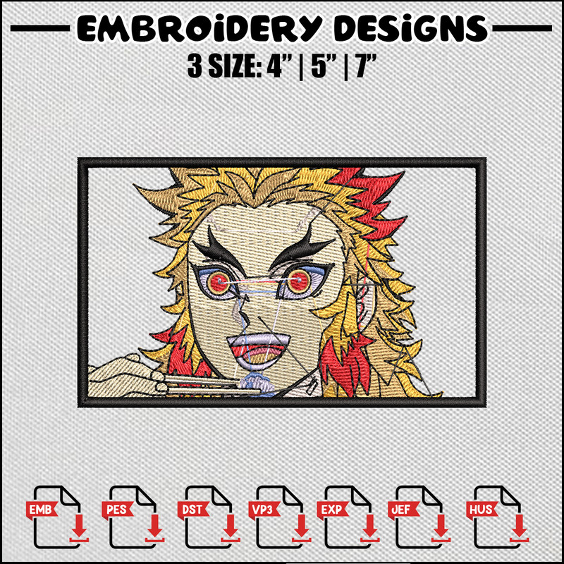 Rengoku smile embroidery design