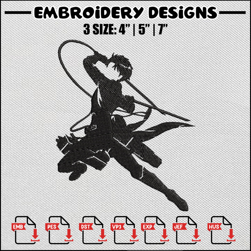 Levi black embroidery design