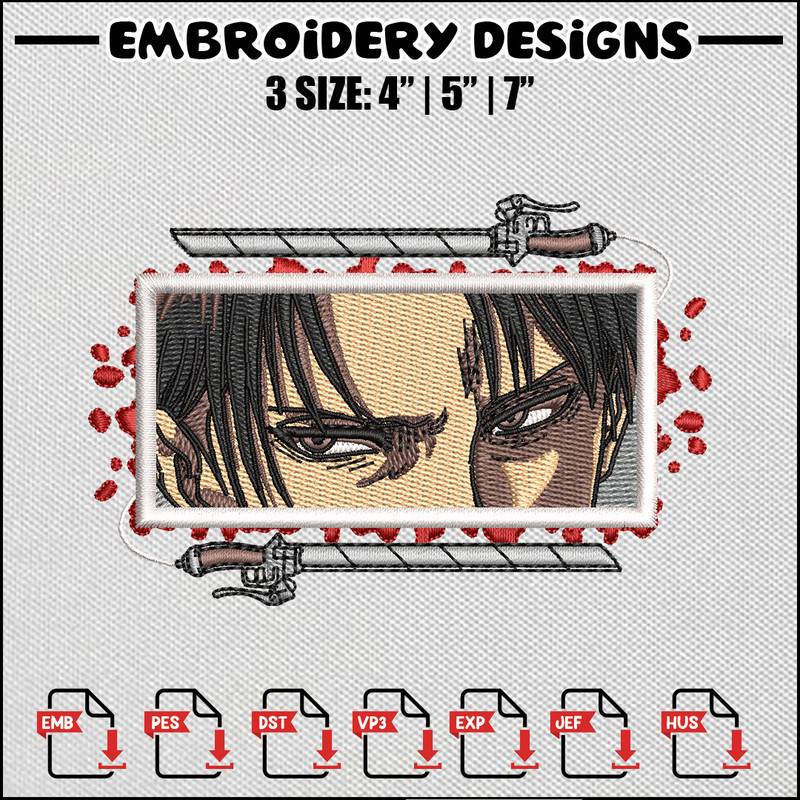 Levi sword embroidery design