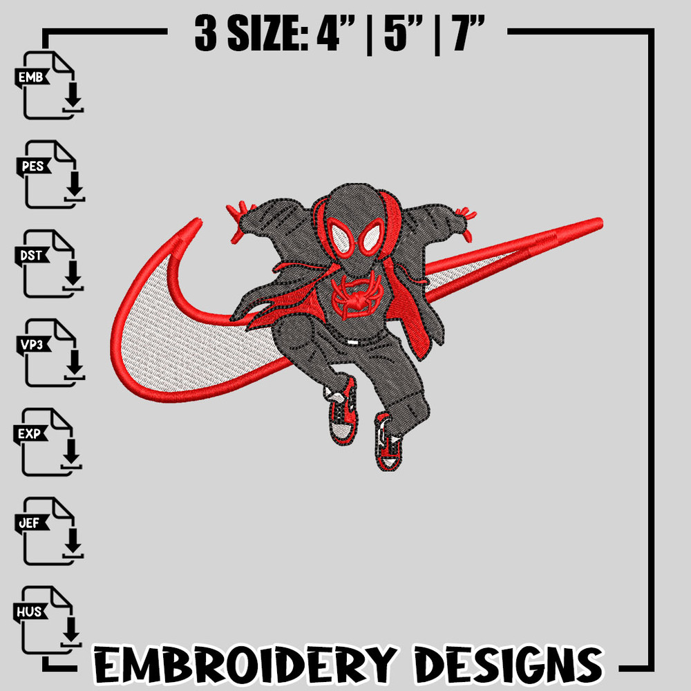 Spaiderman Nike embroidery design
