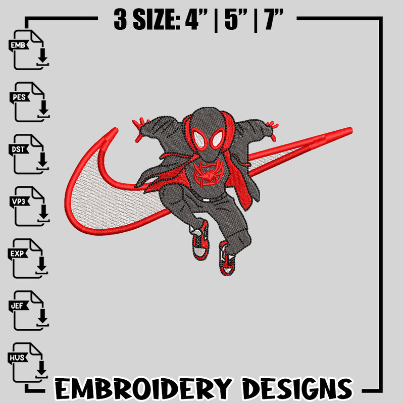 Spaiderman Nike embroidery design