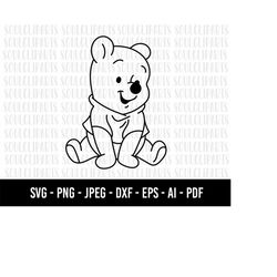COD1049-Winnie the pooh svg, winnie the pooh clipart, outline, cutting files, Pooh face svg, bear Png, shirt files for c