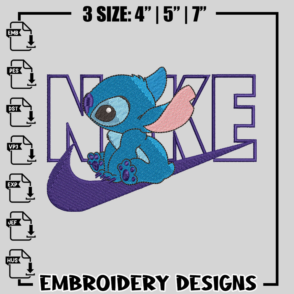Stitch Nike embroidery design