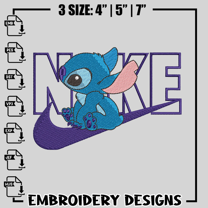 Stitch Nike embroidery design
