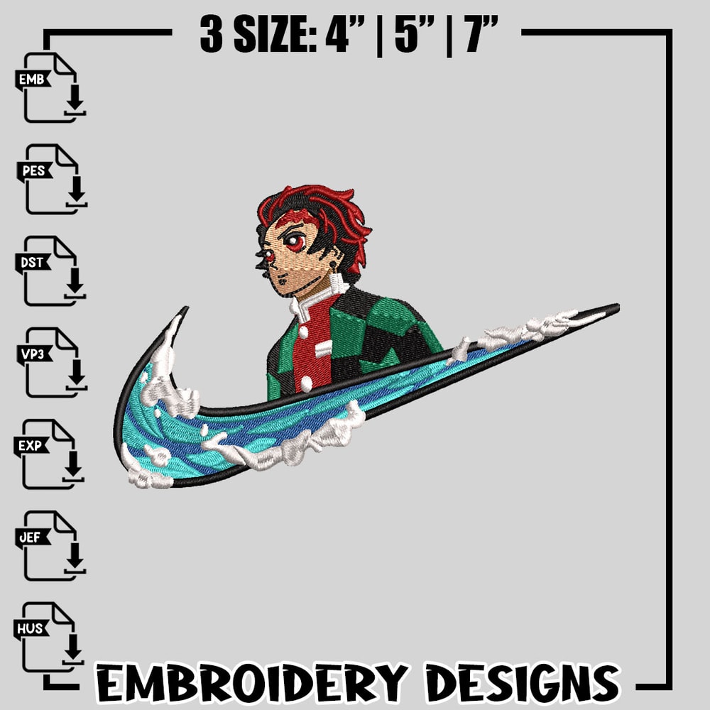 Kamado Tanjiro Nike embroidery design
