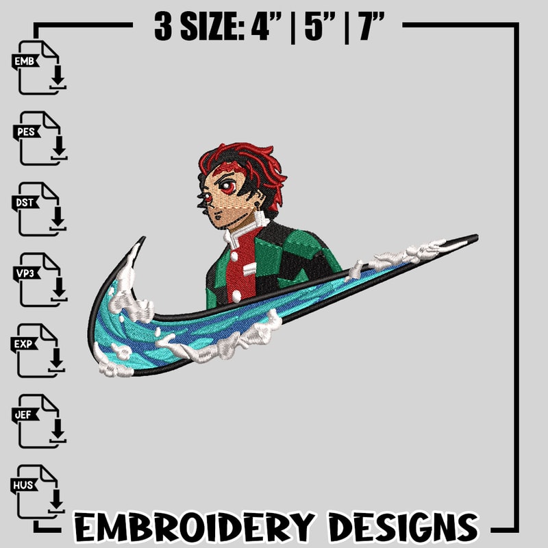 Kamado Tanjiro Nike embroidery design