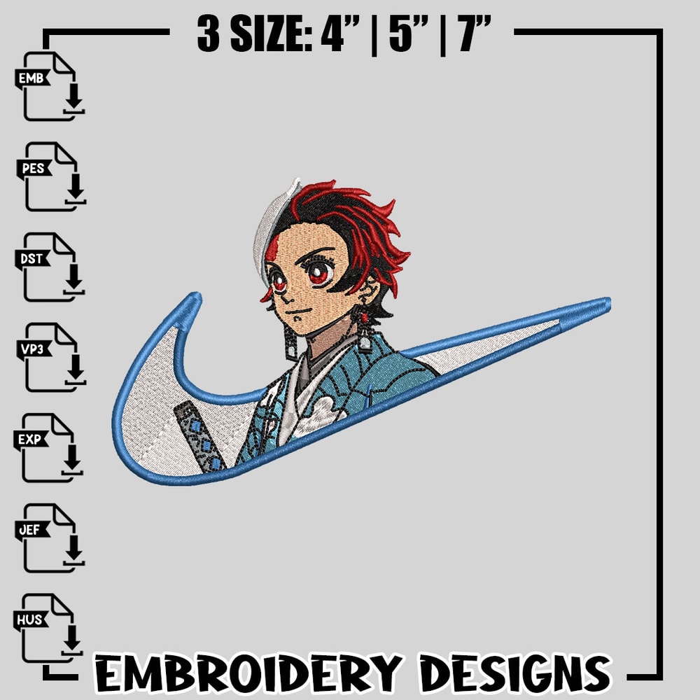 Kamado Tanjiro Nike embroidery design