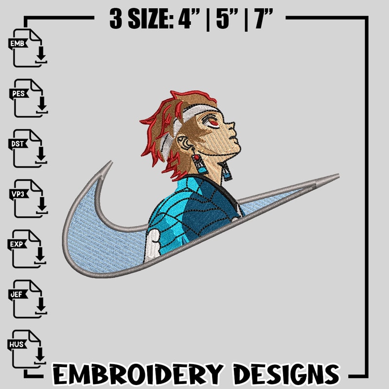 Tanjiro Nike embroidery design