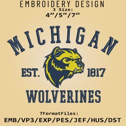 michigan wolverines embroidery design, ncaa logo embroidery files, ncaa michigan wolverines, machine embroidery pattern