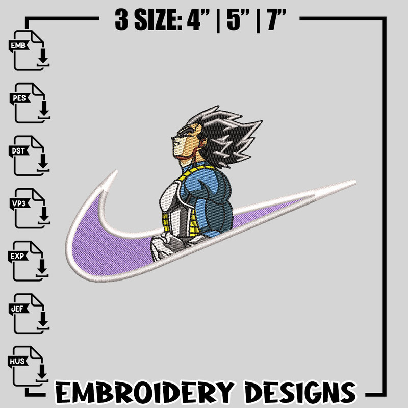 Vegeta Nike embroidery design