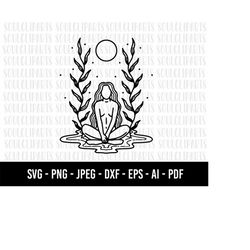 cod929-meditation yoga svg girl/yoga clipart/yoga mandala svg/yoga vector/yoga png/svg files for cricut/ namaste meditat