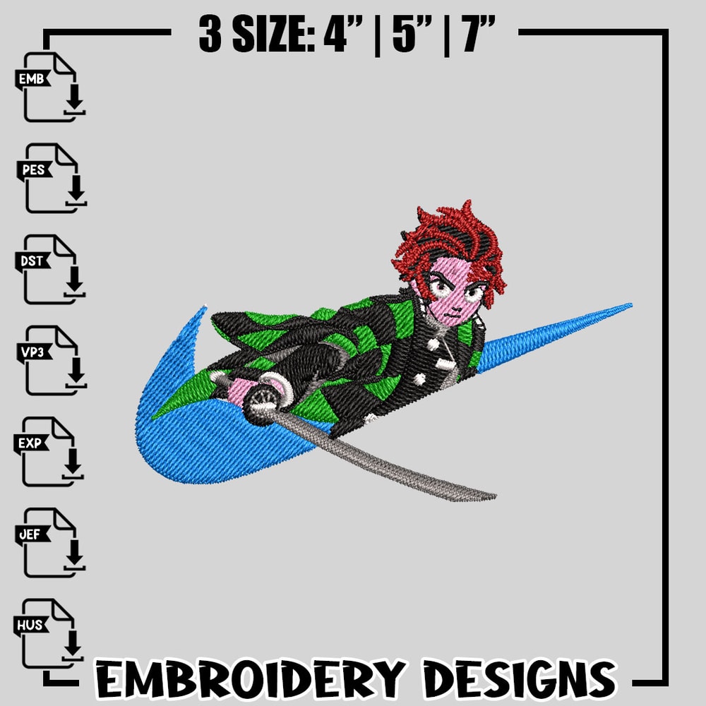 Tanjiro Nike embroidery design