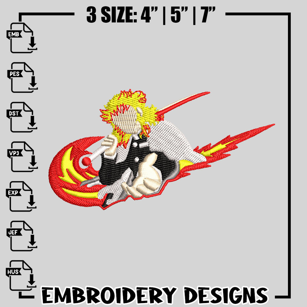 Rengoku Nike embroidery design