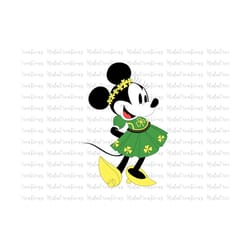 mouse shamrock dress saint patrick's day svg, shamrock svg, green svg, 4 leaf clover, paddy's day svg, leprechaun svg,