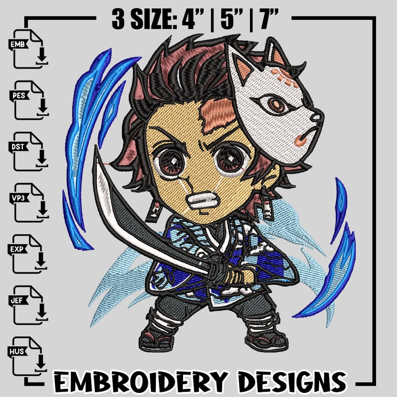 Kamado Tanjiro chibi embroidery design