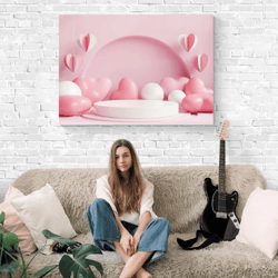 Pink 3D Canvas Print Wall Decor Teenage Canvas Print