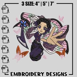 kochou shinobu embroidery design, kimetsu no yaiba embroidery, anime design, embroidery file, instant download
