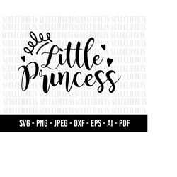 cod1066- little princess svg, princess svg, svg-pdf-ai-eps-png-jpg-dxf/hand-drawn clipart/cut files cricut/silhouette