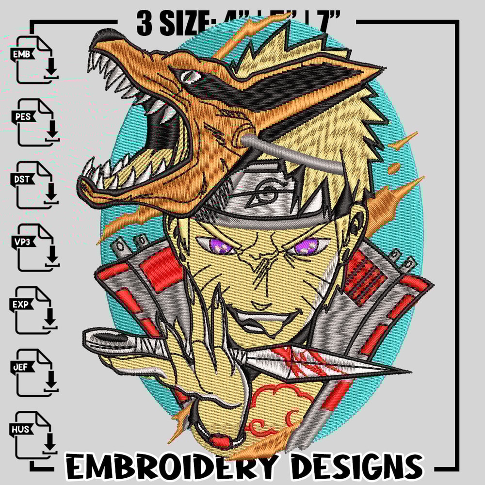 Naruto mask embroidery design