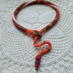 Beaded jewelry Rattlesnake Bright diamond choker necklace snake crochet jewelry snake necklace lariat long beaded snake