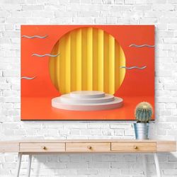 Canvas 3D Print Orange Office Decor Wall Art