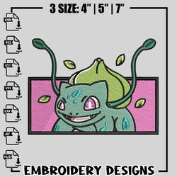 bulbasaur embroidery design, pokemon embroidery, anime design, embroidery file, anime shirt, instant download