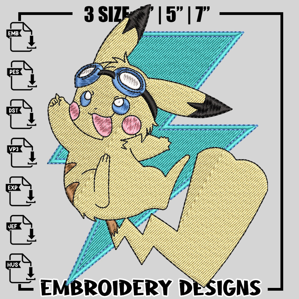 Pikachu embroidery design