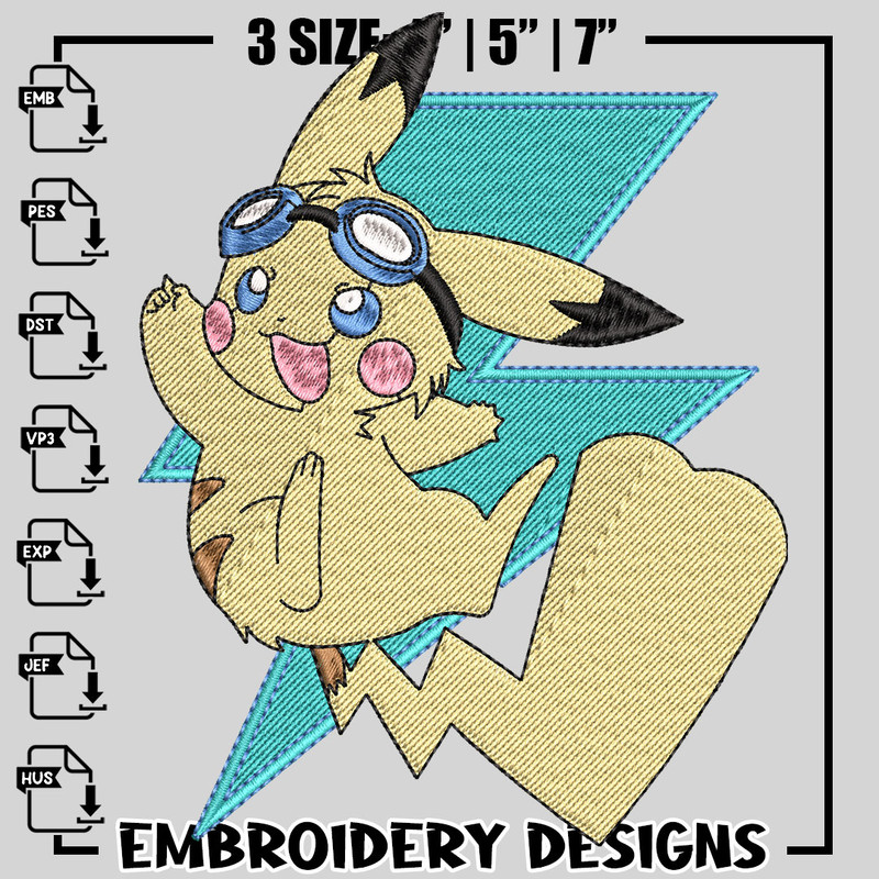 Pikachu embroidery design