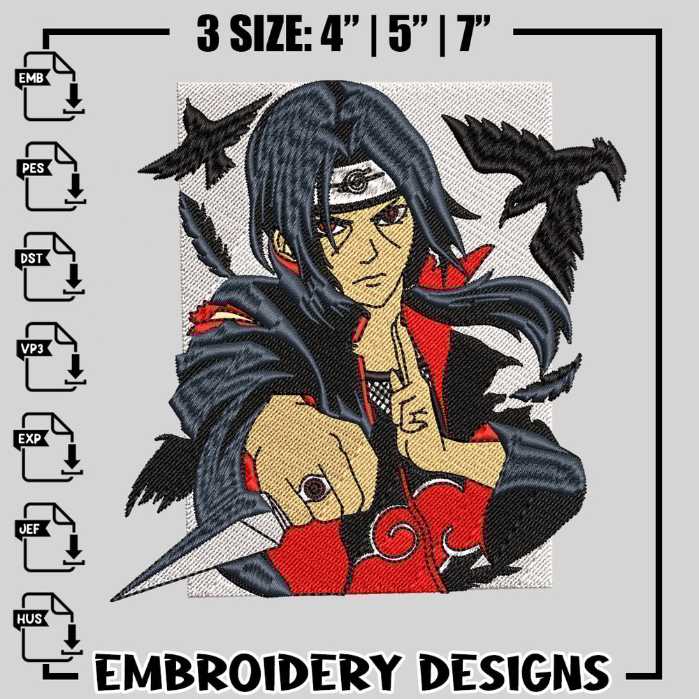 Uchiha itachi embroidery design