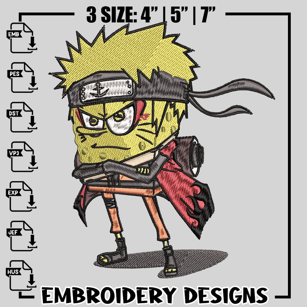 Naruto funny embroidery design