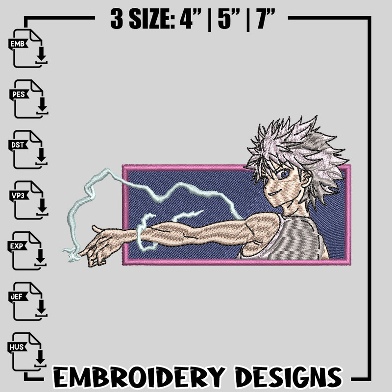 Killua anime embroidery design