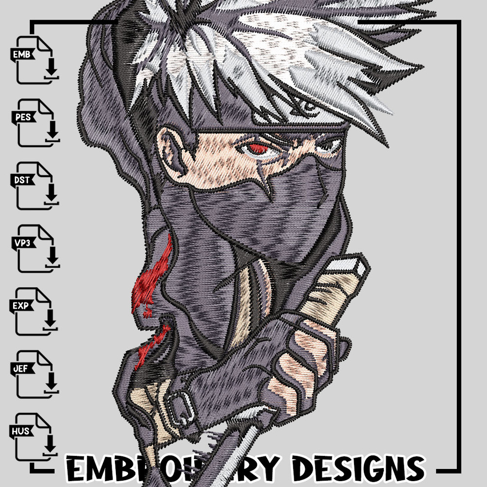 Hatake Kakashi sword Anime embroidery design