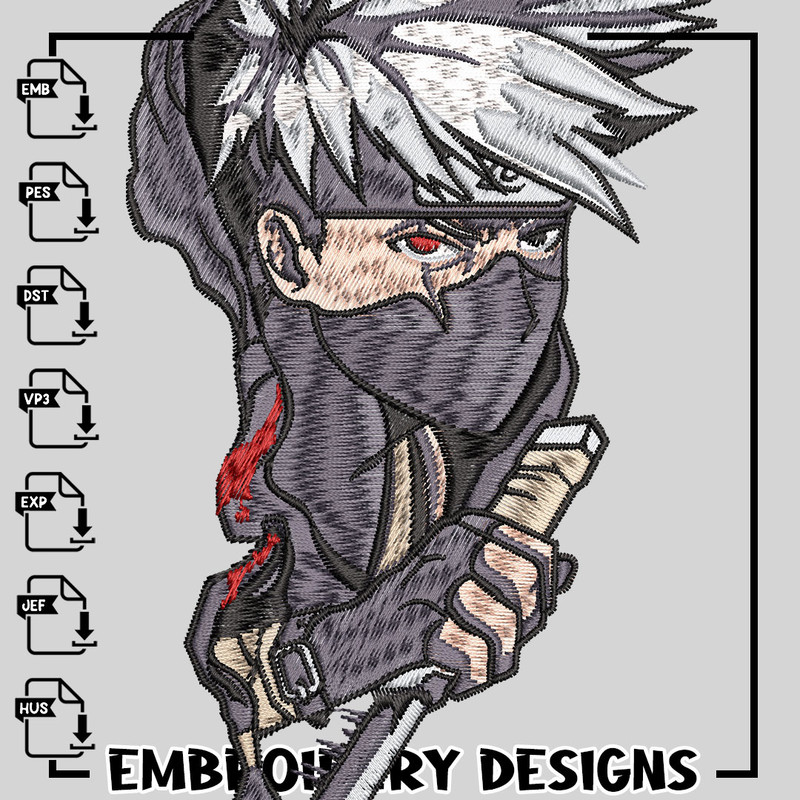 Hatake Kakashi sword Anime embroidery design